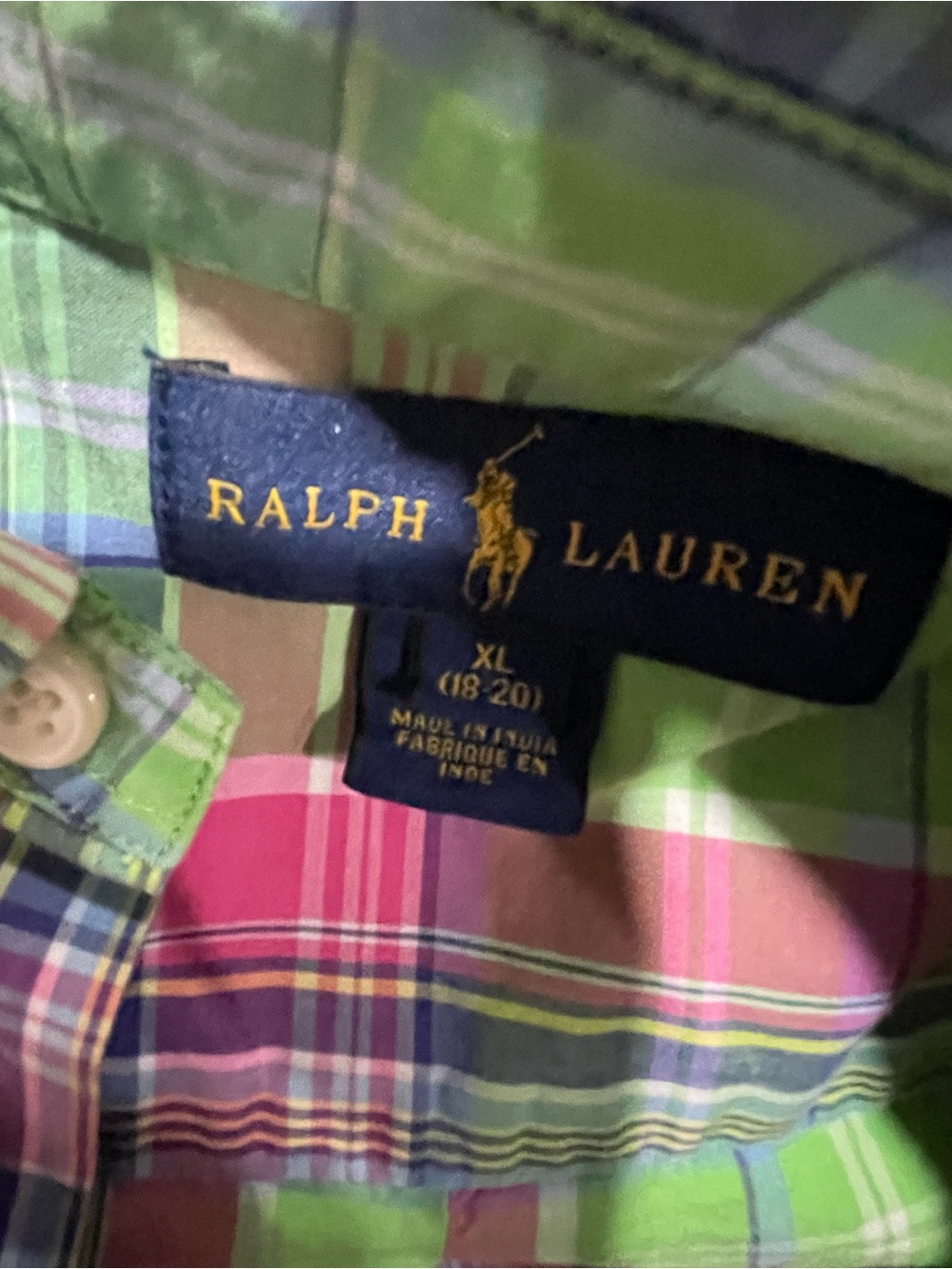 Polo by Ralph Lauren Green and Pink Plaid Button-Down Shirt - Picture 6 of 8